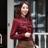 天空岛 韩国春装新款荷叶边长袖女式衬衫 C5130202G