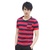 v领短袖T恤 122017002(红/丈青条 M)