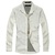 PPZ男装秋季新款时尚休闲长袖衬衫 纯色棉麻长袖衬衫 男衬衣A3203(白色 L)