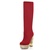 巫卡卡2013新款超高跟磨砂皮保暖长筒靴粗跟防水台套筒骑士女靴子283-8-76(红色 39)
