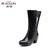 Aolun/澳伦2013新款跟中跟真皮休闲简约时尚女靴32400810(黑色 39)