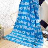 迪士尼宝宝浴巾 依恋提绣骂就 纯棉宝宝巾(蓝色)