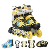 美洲狮（COUGAR）MS898新款可调儿童轮滑鞋全套装 旱冰鞋 滑冰鞋(黄色套装 M码34-37码可调)