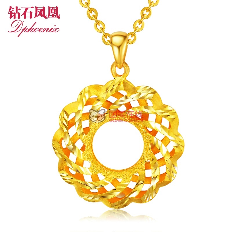 钻石凤凰 黄金吊坠女 999千足金 时尚镂空锦上