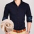 帛莱尼秋天男士长袖衬衫春季薄款商务休闲修身纯色男衬衣潮L3077加绒(深蓝色 XL)
