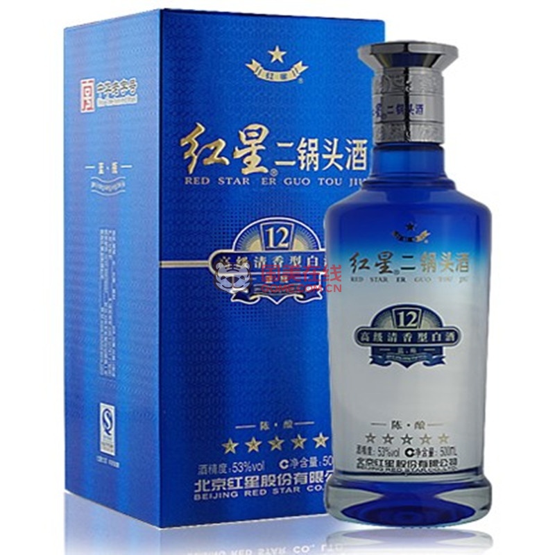 53度红星二锅头 蓝瓶12年陈酿500ml* 6