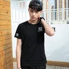 卡郎琪 男士新款夏装韩版短袖T恤 男青年修身款韩版大码个性图案圆领半袖打底衫(KLQJM-16213黑色 M)