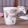 润器 卡通可爱动物陶瓷杯子 个性创意水杯 田园风格儿童奶杯咖啡(卡通杯白马)