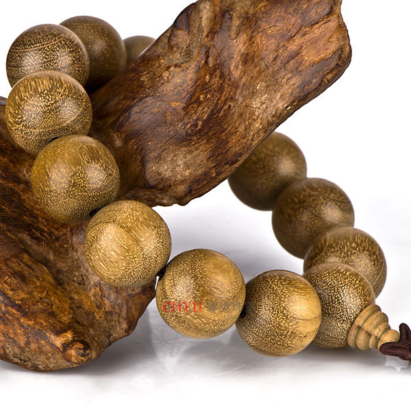 【御灵珠宝】天然金丝楠木水沉佛珠手链 天然清香 18mm