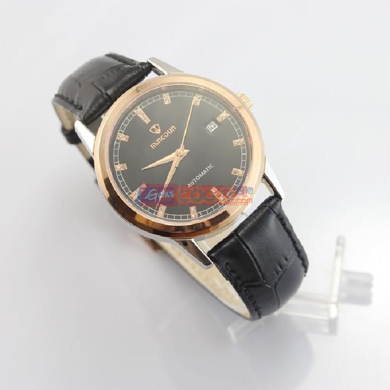 【名盾】正品机械皮带手表 全自动机械表 男士手表 休闲表 黑色图片