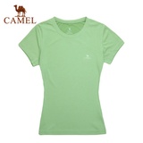 Camel骆驼户外男女情侣款速干短袖T恤2S01616(女款果绿 S)