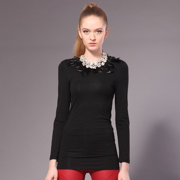 菲特丽2013春装新款修身圆领t恤内搭长款长袖t恤打底衫女装232302