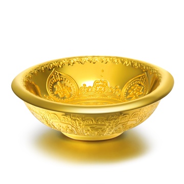 佐卡伊钻石珠宝足金黄金碗投资收藏黄金碗摆件开运黄金