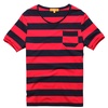 v领短袖T恤 122017002(红/丈青条 M)
