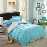 AIMENG艾梦 纯色双拼四件套 床上用品套件 被套 床单 枕套(墨绿米 1.8m床)