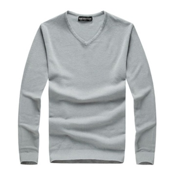 2013新款 男装秋装V领打底衫 羊毛衫薄款针织衫 纯色毛衣 男 （云峰）(浅灰色 XL)