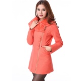 Mailljor 2013女装韩版秋季时尚气质新款中长款 女士修身款外套2155(橘色 XXL)