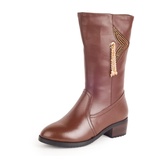 麦高 2013冬季新款女鞋 时尚中筒女靴 B02906-Z01(棕色 35)