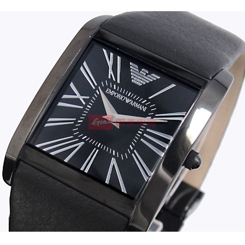 armani 阿玛尼 黑色罗马数字时标方形男士腕表 ar2026