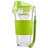 TAFUCO泰福高 创意玻璃透明水杯柠檬杯牛奶杯带盖带茶漏办公室茶杯两件套(绿色+橙色 450ml+450ml)