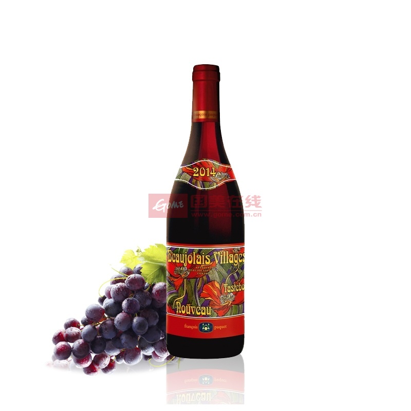 francois paquet法兰西之花 2014年薄若莱塔斯伯新酒 干红葡萄酒 750