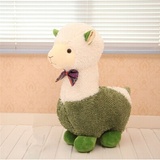 领结羊驼新款毛绒玩具大号草泥马玩偶小羊公仔儿童礼物布娃娃(绿色 40厘米)