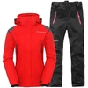 飞佳佳户外服冲锋衣裤 套装女两件套防风防水保暖登山滑雪服(红色+黑色 S)