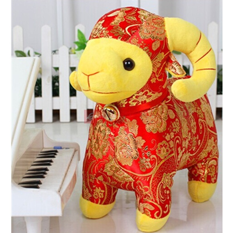 贺岁羊公仔唐装羊公仔生肖羊吉祥物公仔毛绒玩具创意娃娃生日礼物红色