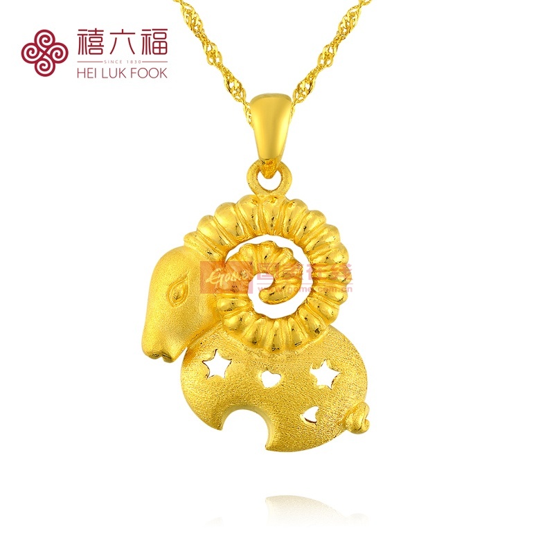 【禧六福纯金k金饰品羊吊坠1羊吊坠图片】禧六福珠宝黄金吊坠生肖羊