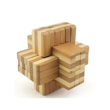 成人智力拆装玩具 亲子游戏解锁解环古典益智木玩具(魔幻积木18片)