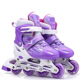 飞速可调节轮滑鞋儿童轮滑鞋溜冰鞋旱冰鞋儿童单闪套装(紫色 M)