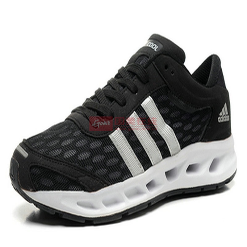 阿迪达斯男鞋清风避震跑步鞋网布透气夏款休闲运动鞋(黑银36-44 44)