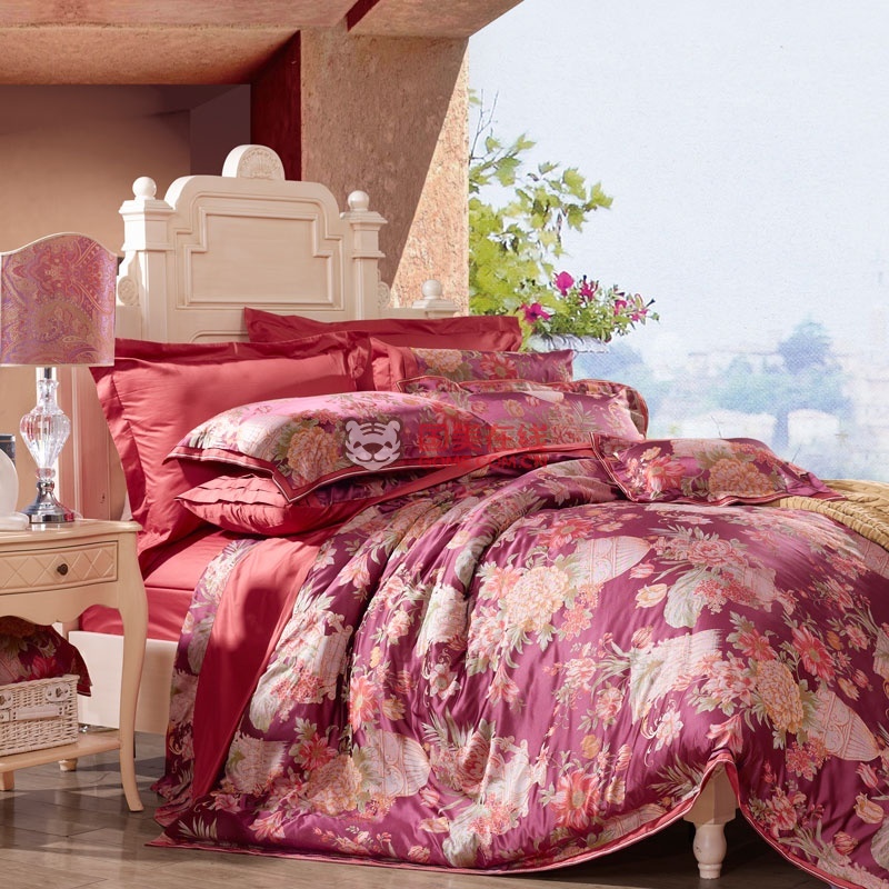 8m(6英尺)床图片】富安娜四件套床上用品4件套 秋冬新品单双人真丝