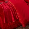 都夜家纺 床上用品婚庆绣花四件套结婚大红提花床单式套件特价正品(别样年华-大红 1.5米床)