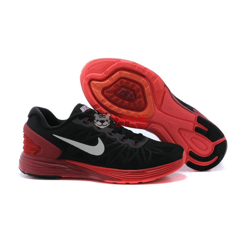 耐克nike 登月 6代 透气网面 男女 运动鞋 跑步鞋 男鞋 女鞋(黑红 43)