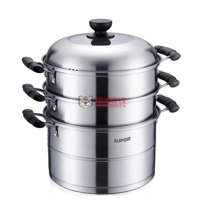苏泊尔(supor)sz28a1蒸锅 蒸滋味不锈钢三层复底 电磁炉通用28cm