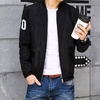 卡郎琪 男士新款修身时尚夹克 休闲韩版个性图案立领薄款夹克外套 MD520(黑色 2XL)