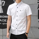 2016夏季男士短袖衬衫修身款商务休闲时尚正装韩版衬衣工装160(白色 XXL)