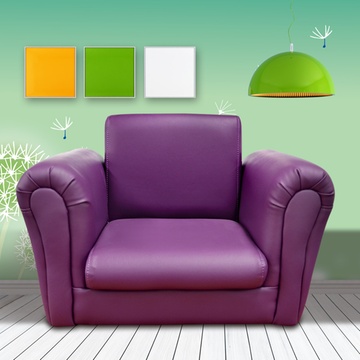 可爱宝宝沙发椅套装 客厅家具皮沙发 婴儿沙发宝宝凳椅(单人紫色)