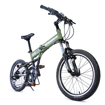 hummer自行车悍马折叠单车伞兵系列451轮径21速碟刹款绿色