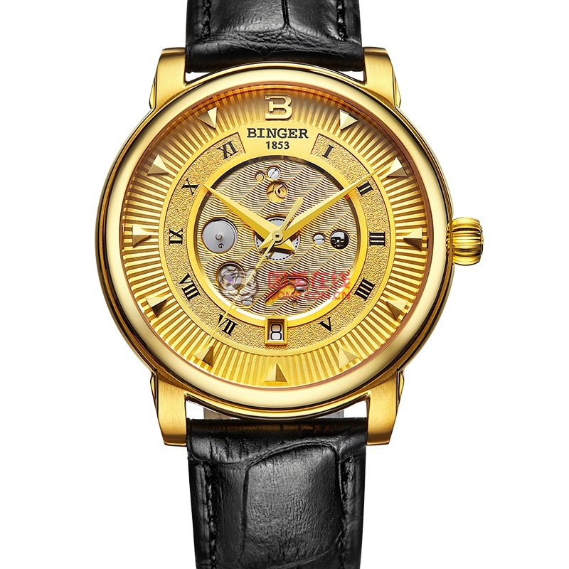 【宾格670644国产品牌表图片】宾格(binger)手表新款机械镂空商务腕表